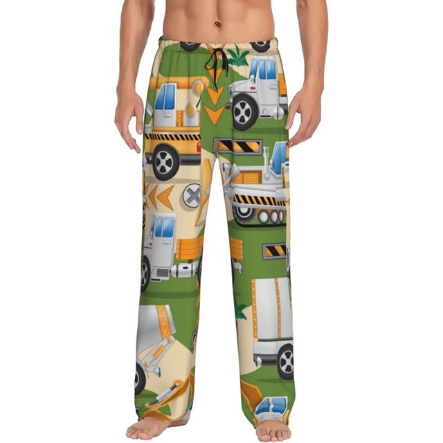 Fotbe Construction Machinery1 Pantalones de Pijama para Hombre, Pantalones de Dormir, Pantalones de Casa con Cintura Ajustable y Bolsillos-3X-Large