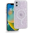 thumbnail image 5 of Magnetic for iPhone 11 Case,Clear Luxury Sparkle Pearly iPhone 11 Phone Case for Girl Woman Lady,Soft Frame Hard PC Back Glitter Sparkly Bling Protective iPhone 11 6.1 inch Case Cover,Purple, 5 of 14