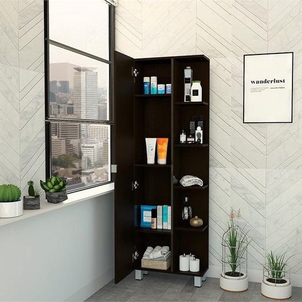 Boahaus Vernon Linen Cabinet, Assembled Product Height 62 in, Assembled Product Length 8.5 in, Black