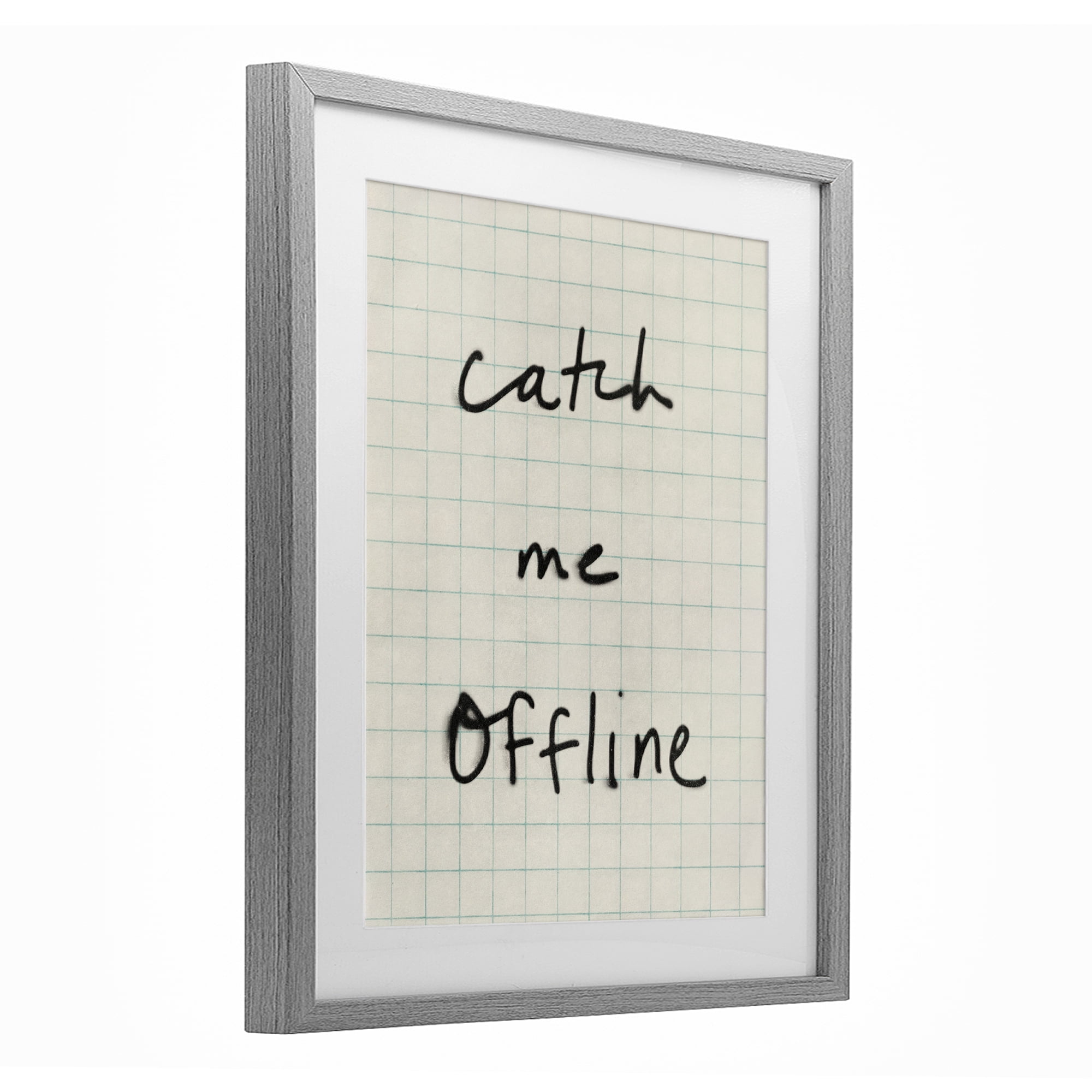 Stupell Industries Catch Me Offline Scrawl Gray Framed Print Under Glass, design by Victoria Barnes