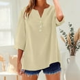 thumbnail image 5 of Comdrip Cotton Muslin Shirt Women! Cotton Linen Shirts for Women Summer Button Down Tops 3/4 Length Sleeve Casual Blouses Oversized Tshirts 2025 Gauze Shirts for Women Khaki 2XL, 5 of 10