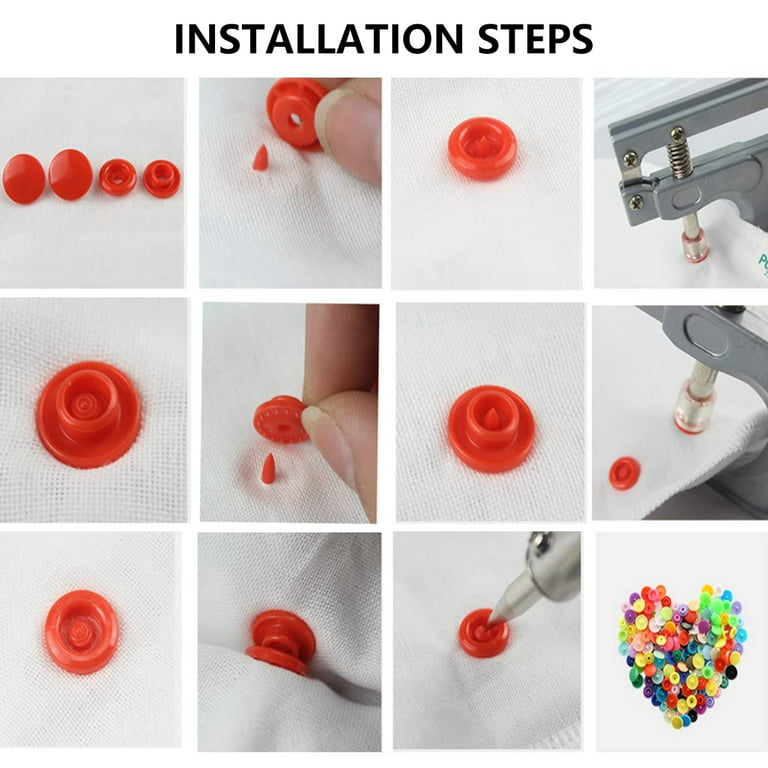 Snap Button Kit Plastic Snap Set T5 Clothing Snap Fastener Tool Multicolor  Professional Resin Press Stud Cloth Tool Kit Round DIY No-Sew Button for  Sewing Fabric Clothing Crafting 
