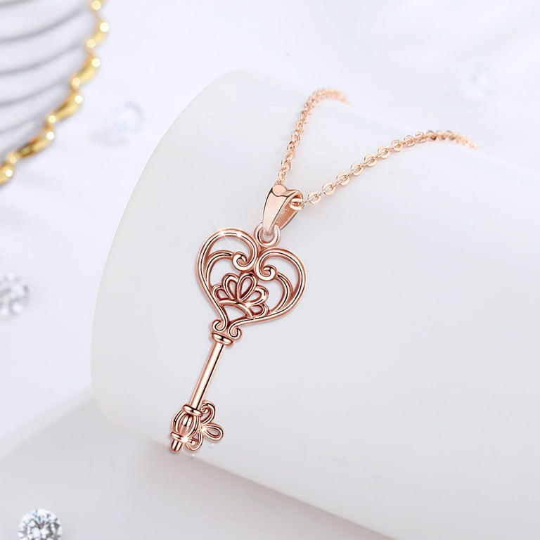 EUDORA Sterling Silver Women Necklace V&A Bless Key of Happiness