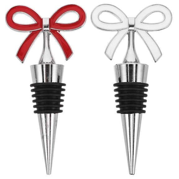 Hemobllo 2pcs Bowknot Wine Bottle Stoppers Zinc Alloy Leakproof Covers for Casual Gatherings Family Events