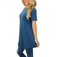 thumbnail image 5 of QLEICOM Womens Classic Solid Color Irregular Hem Tunic Tops Crew-neck Flowy Blouses Shirt Tops, Summer Short Sleeve Blouses Casual Loose Henley Shirts, Tees & Blouses S-2XL, 5 of 6