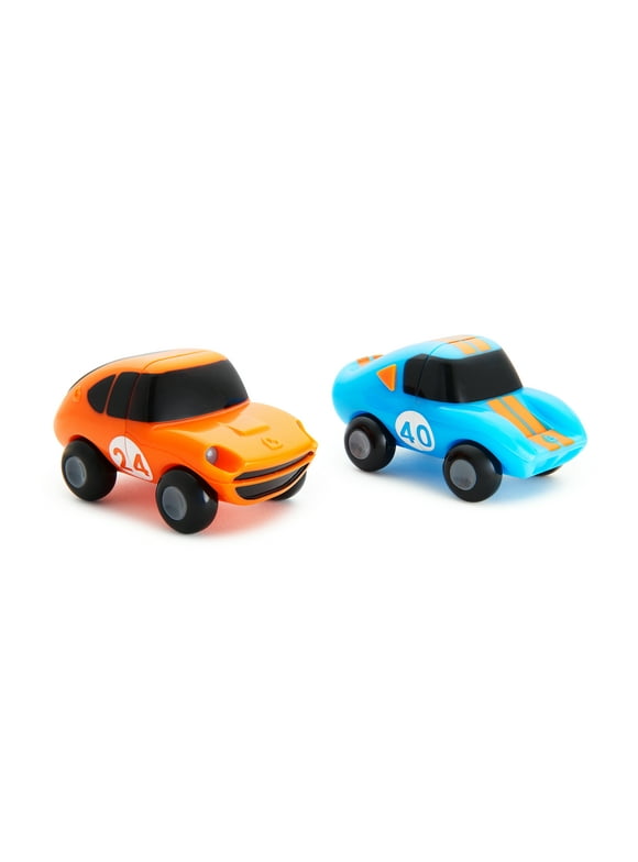 Munchkin Magnet Motors Mix and Match Cars for Bath, 2 Pack, Orange/Blue