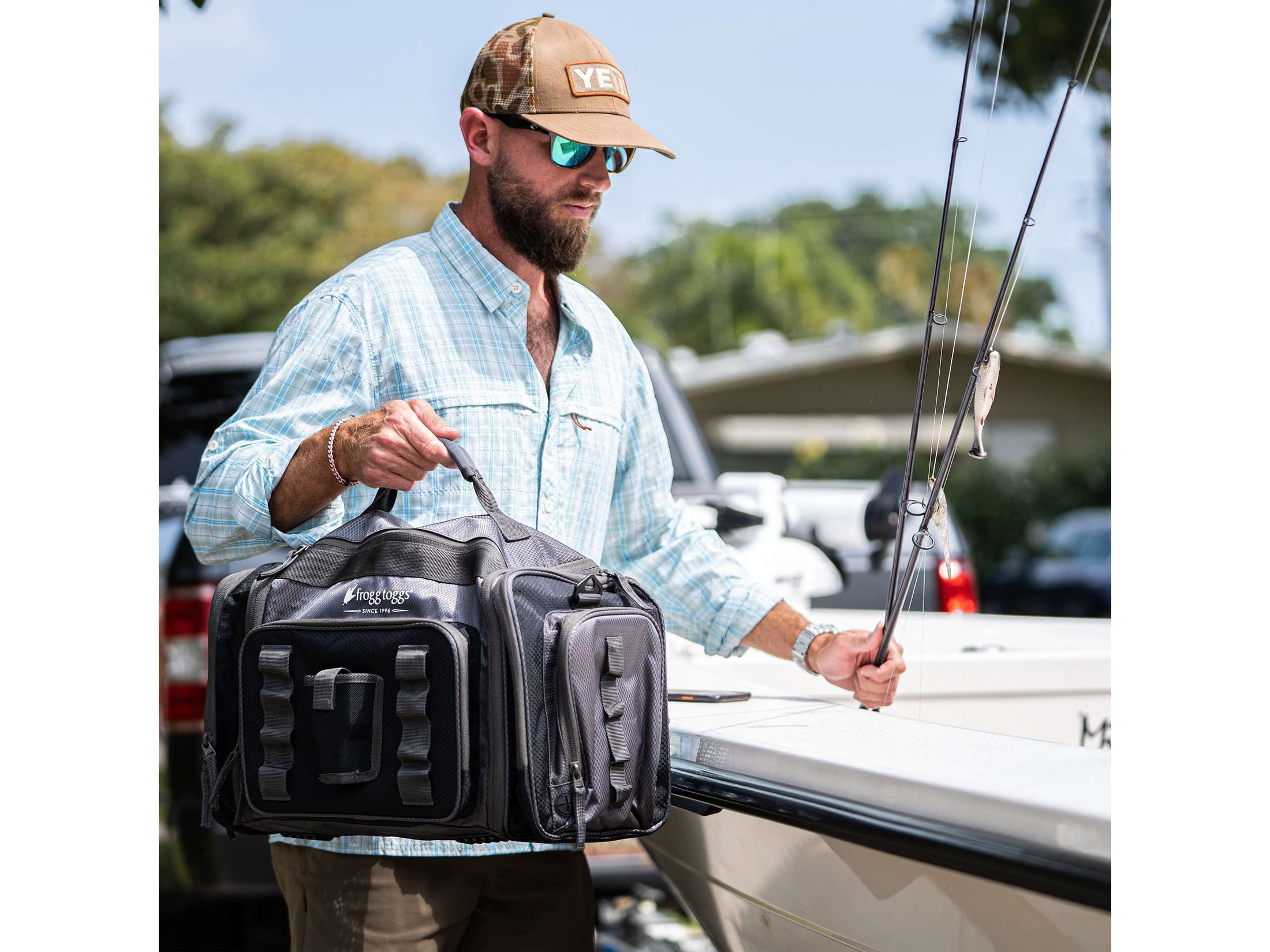 Frogg Toggs Pro Series Fishing Tackle Bag for 3700 Size Tackle Trays with Dual Access Storage, Solid Elements