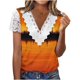 thumbnail image 1 of Tops de Manga Corta Cuello en V para las Mujeres Plegar Impreso Botón Abajo Blusa de Verano Casual, Tops de Verano de las Mujeres Cuello en V con Mangas Cortas, 1 of 5