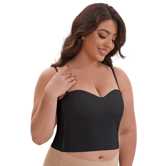 DARING DIVA Women's Plus Spaghetti Straps Wireless Padded Camisole 3XL Black