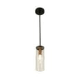 thumbnail image 3 of Kenroy Home Caulford 5'' Pendant Light Fixture with Clear Glass Cylinder Shade for Dining Room, Kitchen Island, Bathroom, Foyer, or Entryway, Black, 3 of 8