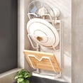 thumbnail image 1 of TIMIFIS Stainless Steel Rack Kitchen Punch Free Double Suction Cup Pot Lid Storage Rack Stainless Steel Cutting Board Multifunctional Storage Rack Kitchen Gadgets, 1 of 6