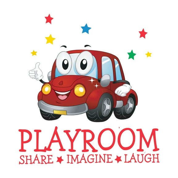 Share- Imagine- Laugh -Custom Name Car Wall Decal - Car Sticker for Boys Room Wall Decor-Self Adhesive -Easy to Apply and Removeable-Size : 9" x 10".