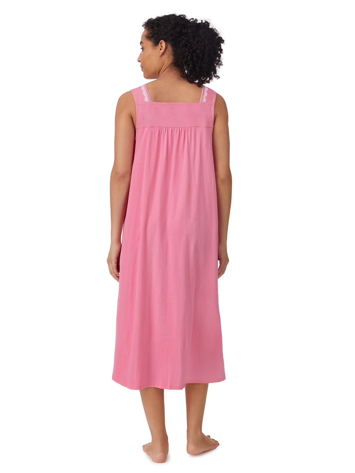 Aria Women's Sleeveless Long 100% Cotton Nightgown in 46", Sizes XS to 5X