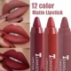 thumbnail image 2 of 12 Colors Sexy Matte Lipstick Waterproof Long Lasting Color Rendering Non-stick Velvet Lips Liner Pencil Woman Makeup Cosmetics, 2 of 5
