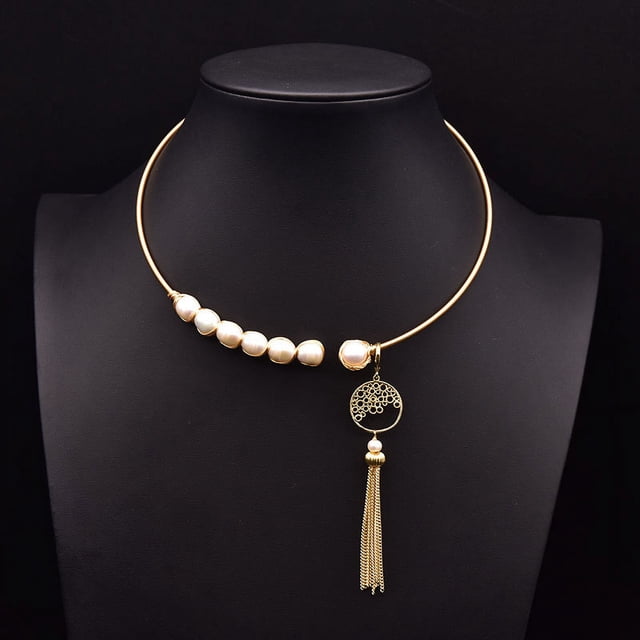 Collar de perlas, collar de borlas, collar de perlas de agua dulce naturales, collar europeo y americano, diseño de nicho femenino con sentido