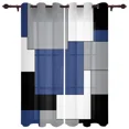 thumbnail image 3 of 2 Panels Navy Blue Black Grey Patchwork Abstract Art Curtains for Bedroom Living Room Drapes Kitchen Kid's Room Window Curtain Home Decor, 3 of 7