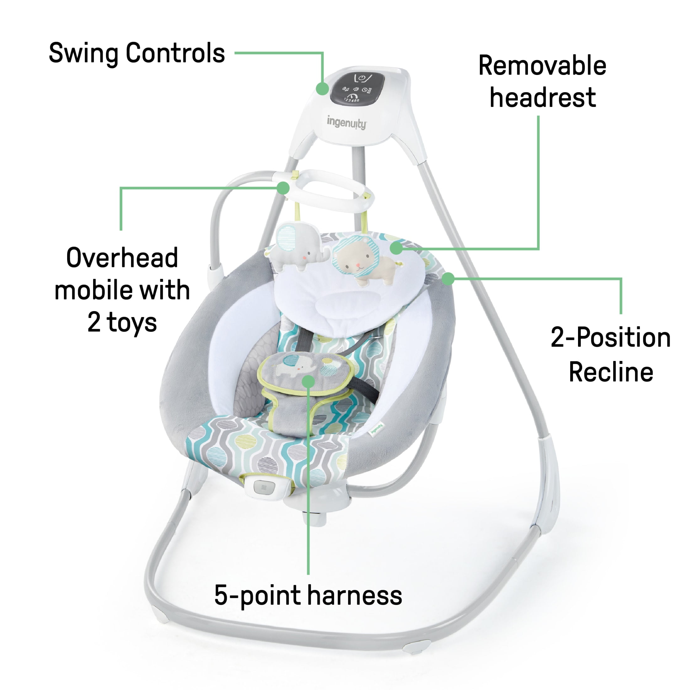Ingenuity SimpleComfort Automatic Infant Swing, Multi-Direction