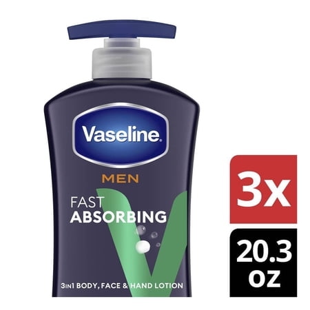Vaseline Intensive Care Men's Fast Absorbing Hand and Body Lotion Scented - 20.3 fl oz/3ct