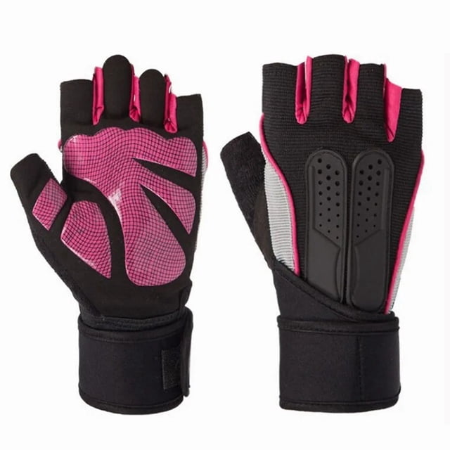 Guantes de Ciclismo de Medio Dedo Soporte de Muñeca Transpirable Mujeres Hombres Guantes de Bicicleta sin Dedos para Fitness al Aire Libre Montar Caracol Rosa Medio Dedo Rosa M