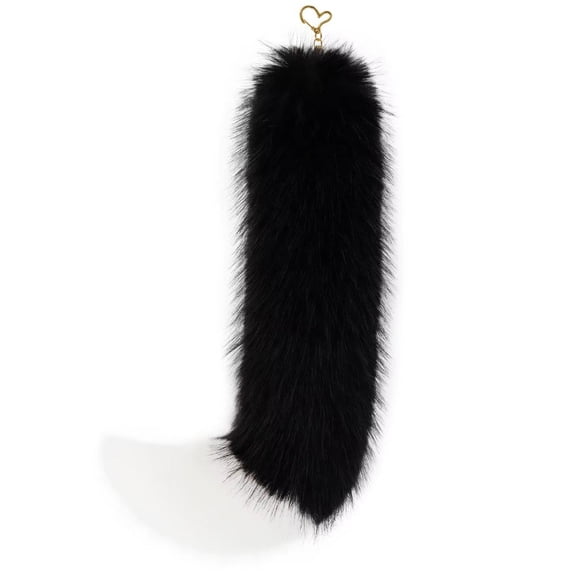 Jiibva Fox Tail, Animal Furry Tails Plush-Fox Tail Keychain Decorative Therian Tail Buckle, Role-Playing Costume Keyring Holder Bag-Decor