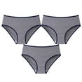 thumbnail image 2 of ATOYSOY Women's Multipack Striped Panty Comfy Mid Waist Underpants Stretchy Classic Briefs Hip Lifting Cotton Panties, 3 Pack Shapewear Control Briefs for Ladies Blue L, 2 of 6