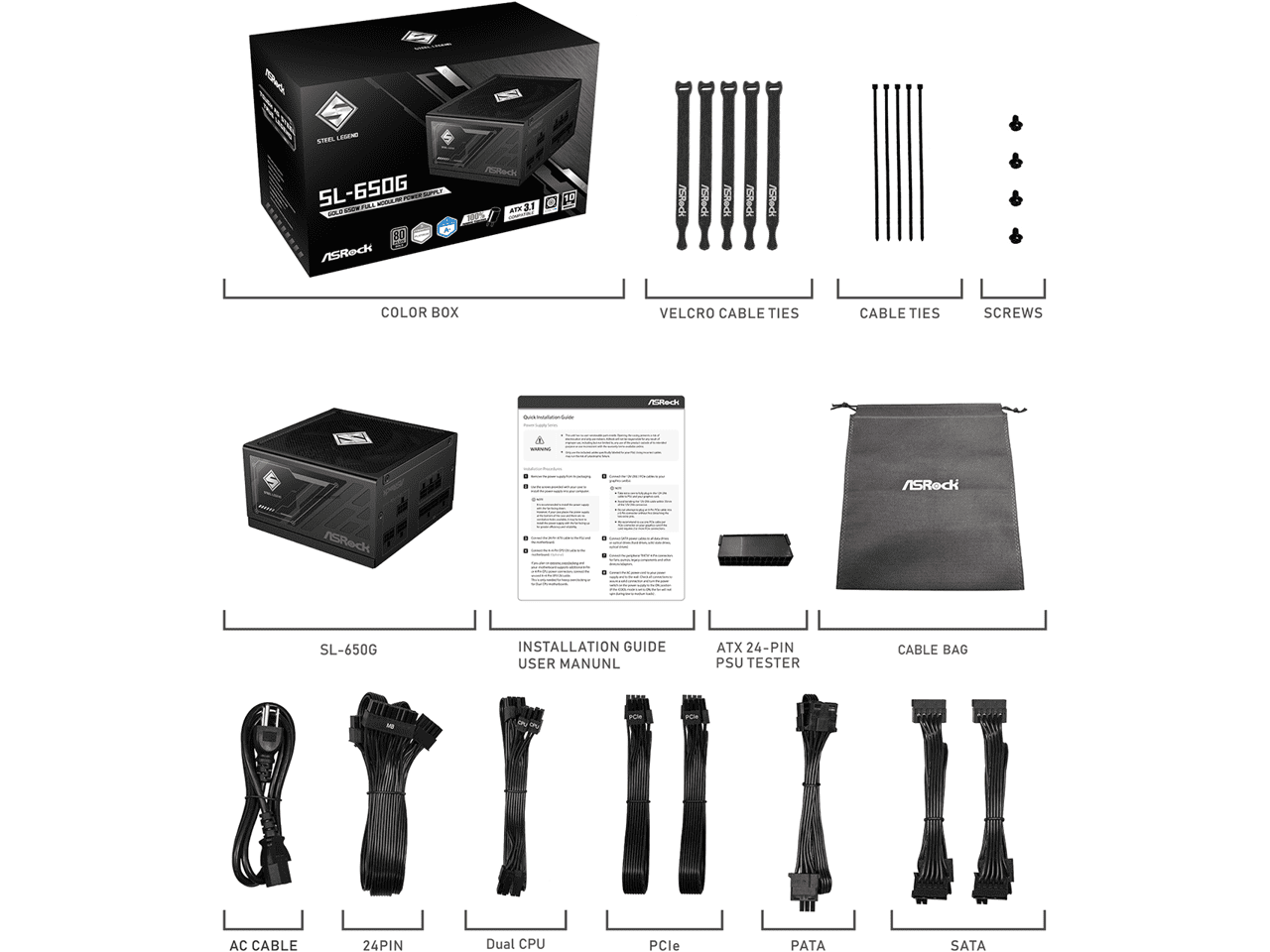 ASRock SL-650G 650W ATX3.1 80 PLUS GOLD Certified Full Modular Power Supply