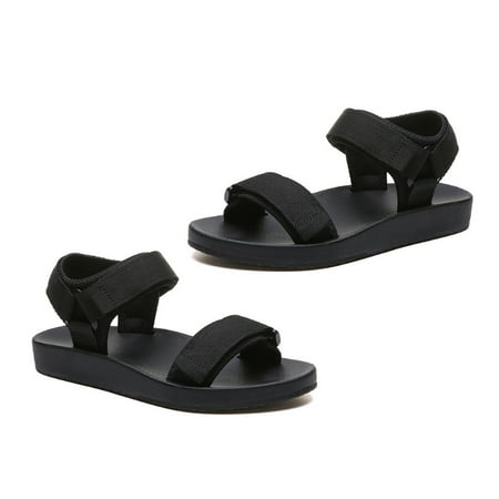 

Womens Summer Sports Sandals Rubber Flat Bottom Outdoor Hiking Solid Color Shoes Beach Non-Slip Magic Sticker Slippers