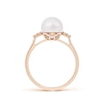 thumbnail image 2 of ANGARA Japanese Akoya Cultured Pearl Ring with Trio Diamonds in 14K Rose Gold for Women | June Birthstone, Birthday, Anniversary, Jewelry Gift for Women | Pearl Ring, 2 of 8
