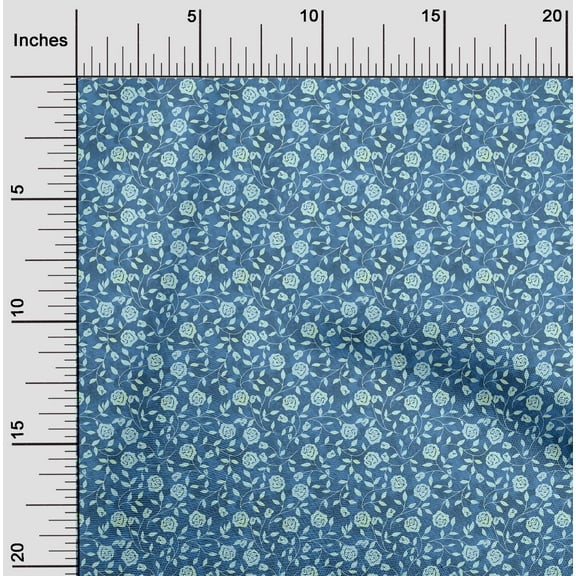 oneOone Polyester Lycra Teal Blue Fabric Batik Craft Projects Decor Fabric Printed By The Yard 56 Inch Wide - LY