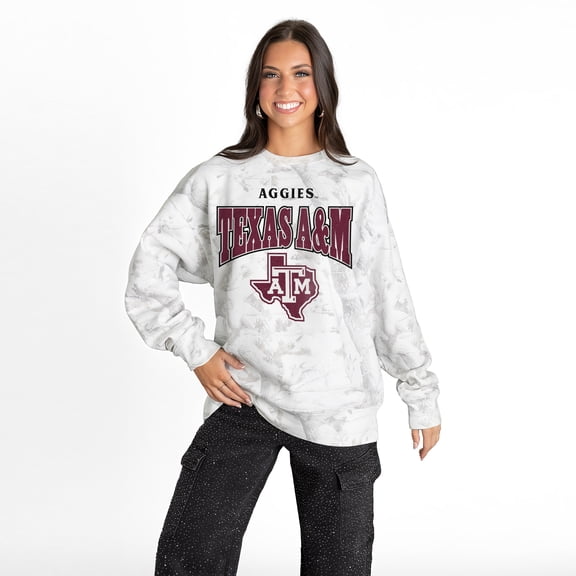Women's Gameday Couture  Ash Texas A&M Aggies Rally Ready Premium Fleece Camo Sweatshirt