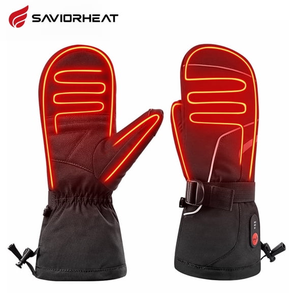 Savior Heat 7.4V 2200 mAh Rechargeable Battery Heating Gloves, Winter Warmth and Cold Protection Heated Ski Mittens Gloves