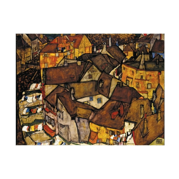 Egon Schiele 'Crescent Of Houses' Canvas Art