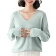 thumbnail image 3 of Ahuyic Womens Long Sleeved Blouse V-Neck Fall/Winter Warm Tops For Women, Womens Solid Color Knitwear Long Sleeved Blouses V-Neck Fashionable Casual,XL, 3 of 5