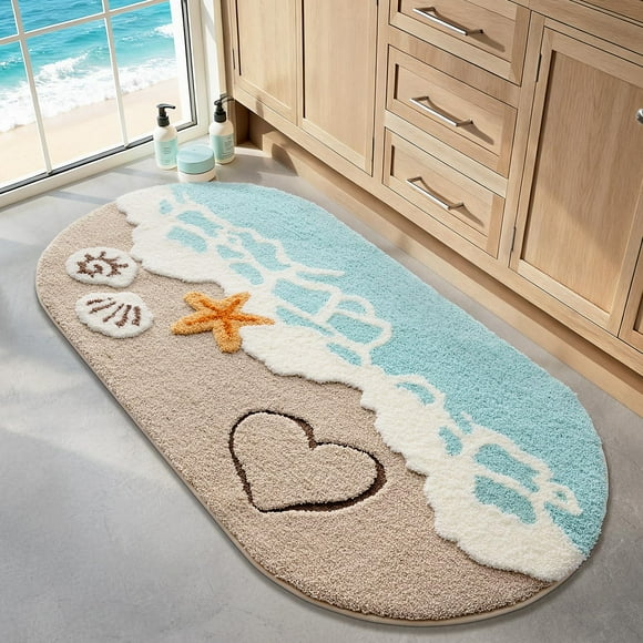 Alfombra de baño Rug LUMI Beach, antideslizante, ultrasuave, 76 x 152 cm