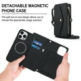 thumbnail image 3 of Decase 2-in-1 Detachable Magnetic Wallet Case Compatible with iPhone 14, Shockproof PU Leather Flip Cover with Card Slots, Cash Pocket, Zipper Purse, Crossbody Strap, RFID Blocking,Black, 3 of 8