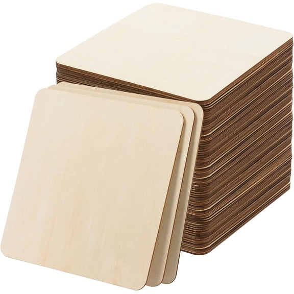 TOEVER 80 Pcs 4x4 Inch Unfinished Wood Squares - Natural Basswood Laser Engraving Blanks for Crafts, Painting, Wood Coasters & DIY Home Decor