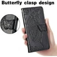 thumbnail image 6 of Wallet Case for Motorola Moto G Play 2023,PU Leather Flip Protective Phone Case Wrist Strap Card Slots Holder Pocket Emboss Butterfly Flower Stand Case for Motorola Moto G Play 2023 Black, 6 of 14