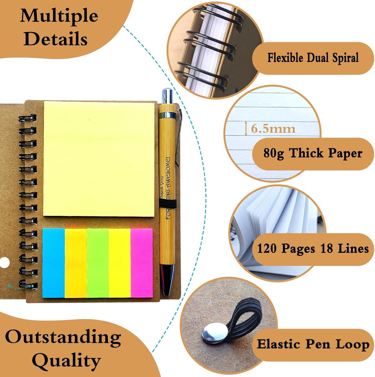2025 Inspirational Spiral Notebook 10 Sets Portable Employee Appreciation Gifts Bulk Journals with Sticky Note Pen for Teachers Students Friends Colleagues Volunteer Nurse and Family Thank You Gifts