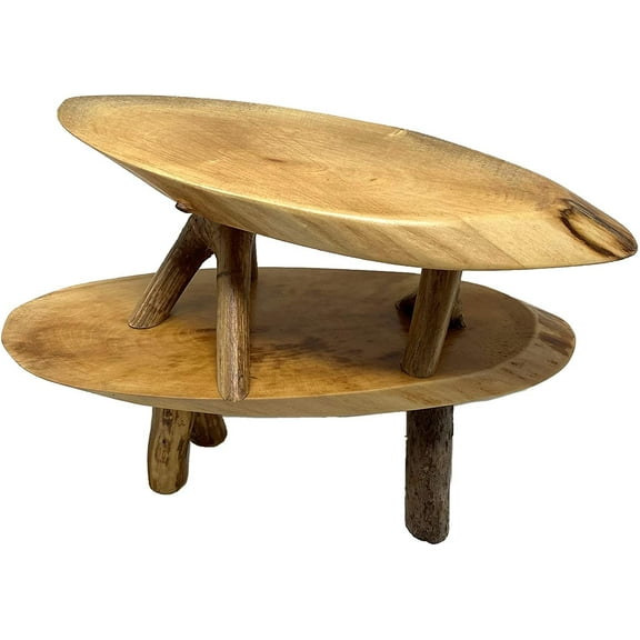 TJ Global Pack of 2 Rustic Small Long Wood Slice Plant Stand, Mini Wooden Stool Vase Stand, Display Stand, Perfect for Home Decor in Any Room Office Garden L9.5" x W3.5" x H3" 2 Stands