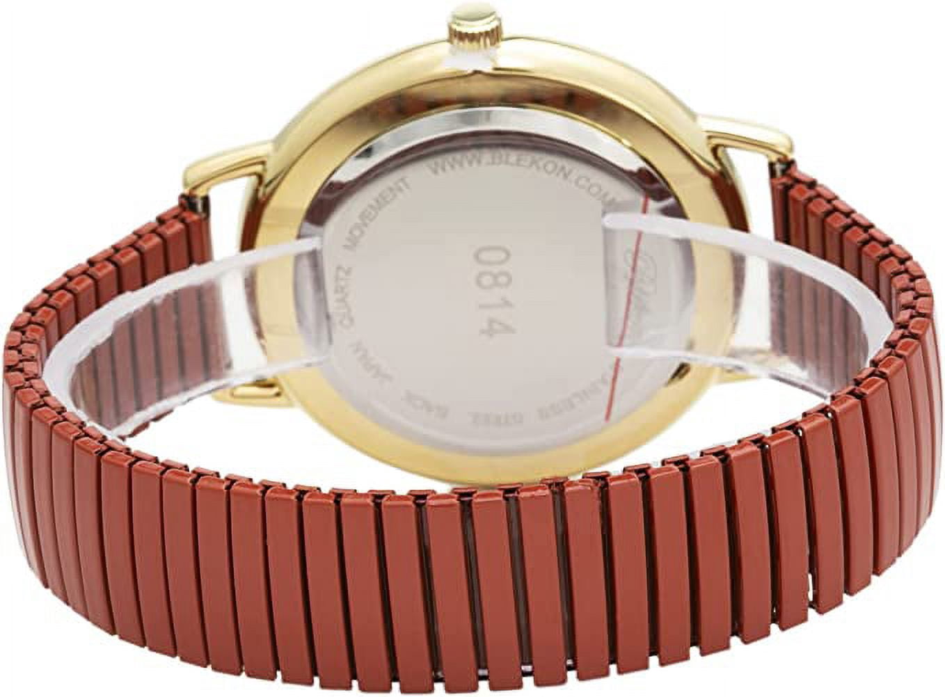 Blekon Original Women Super Large 43mm White Face Stainless Steel Stretch Band Watch Analog Display