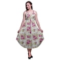 thumbnail image 1 of Bimba Floral Ladies Printed Resort Midi Drawstring Dress Spaghetti Strap Beach Wear-X-Small, 1 of 1