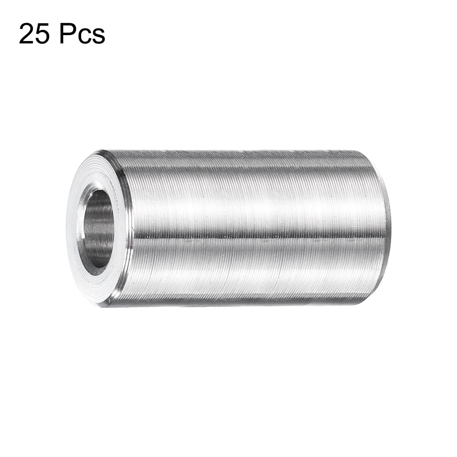25 Packs Stainless Steel Spacer 1/4" Bore x 1/2" OD x 1" Length