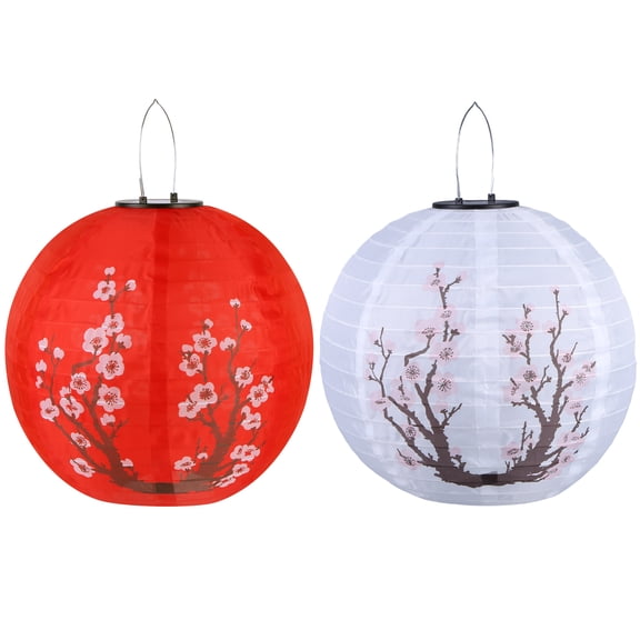 HUISZJ Paper Lantern LED Light, 11.8 inch Solar Lantern, IP65 Waterproof Flower Hanging Lanterns for Home Outdoor Indoor Decor (C)