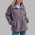 thumbnail image 2 of YDFCWXW Fall Jackets for Women 2025 Oversized Zip Up Fleece Sherpa Jacket Casual Long Sleeve Lapel Fuzzy Coats With Pockets Purple, L, 2 of 7
