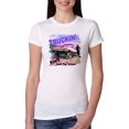 thumbnail image 1 of Wild Bobby, Truckin Ain't Just For Boys, Cars and Trucks, Women Slim Fit Junior Tee, White, Large, 1 of 4