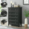 thumbnail image 5 of Leumius 5-Drawers Dresser,Farmhouse Tall Chest of Drawers Closet Organizers and Storage for Living Room,Bedroom,Black, 5 of 9