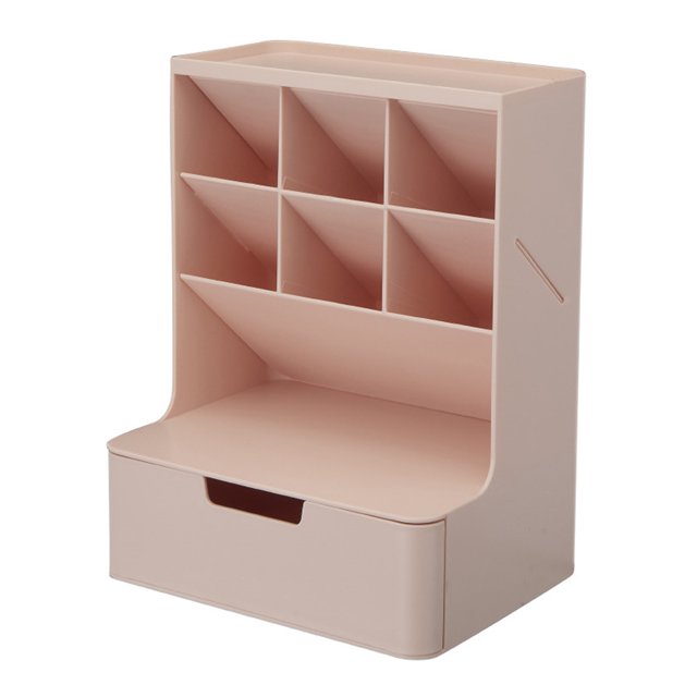Organizador de escritorio multifuncional, soporte para lápiz, papelería, organizador de rotulador grande, almacenamiento rosa