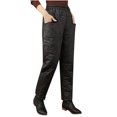 thumbnail image 3 of PXLKNZH Womens Puffer Pants Elastic High Waisted Straight Leg Quilted Pants Winter Warm Loose Casual Down Pants with Pockets Black,L, 3 of 8