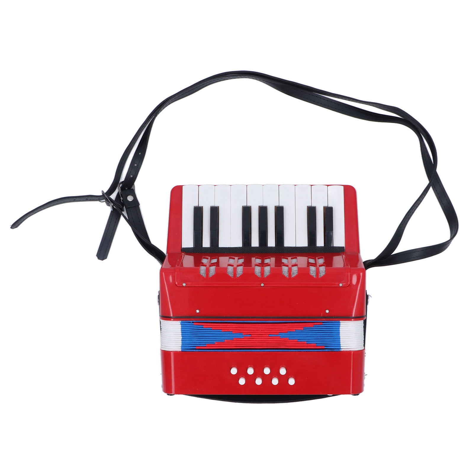 Piano Accordion 9.1 X 9.1 X 3.9 Inches Entry Level Piano Accordion ABS Plastic With Retractable Leather Strap 17 Keys 8 Bass Keys Entry Level Accordion Portable Accordion For Kids Beginners