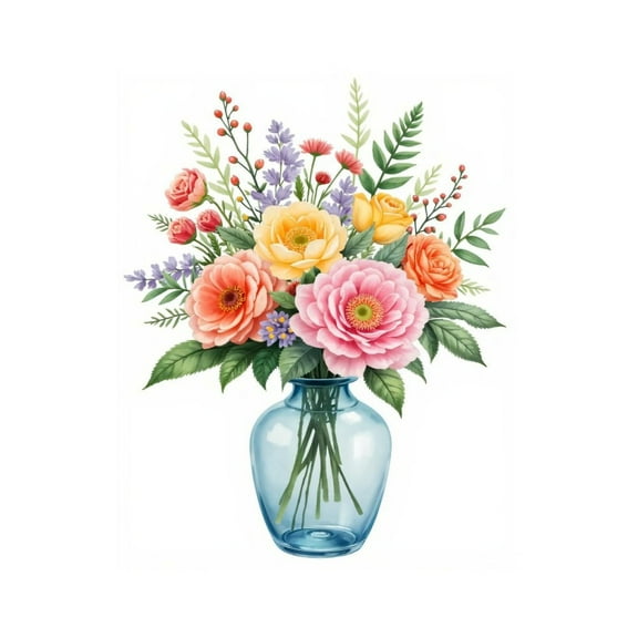 Paint by Numbers Kit for Adults, Colorful Floral Bouquet In Vase Paint by Numbers, Easy Paint by Numbers Kit for Adults Beginner, DIY Adult Paint by Number Kits on Canvas, Home Decor